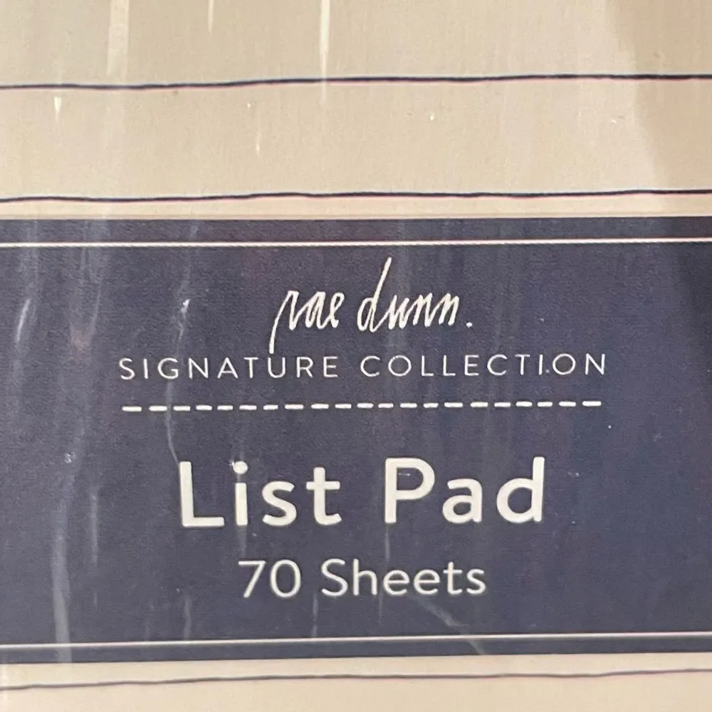 NWT Rae Dunn 2 Pc NOTEPAD / LIST Notepad Set Ivory PInk Blue Printed 140 Sheets